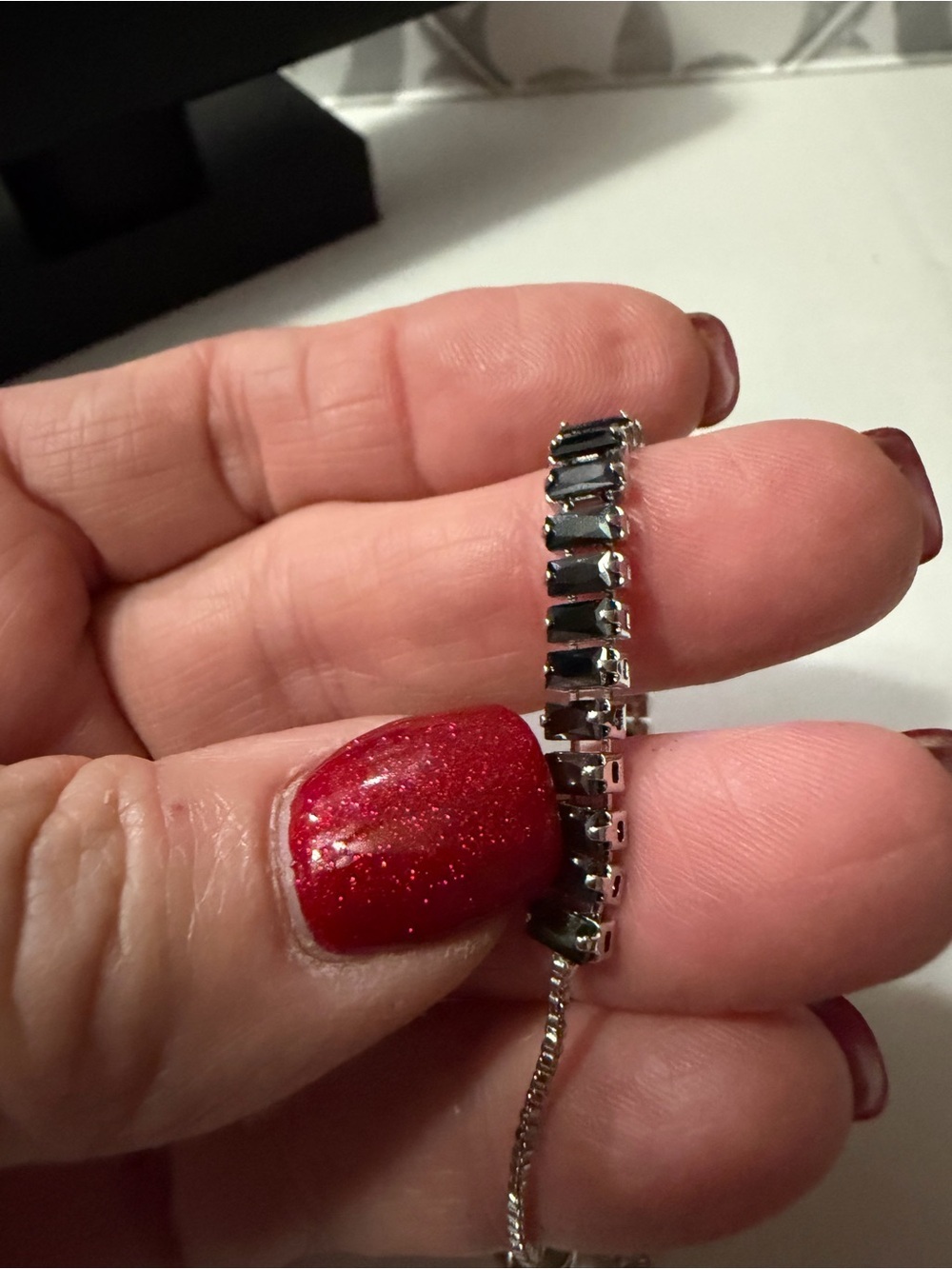 Black Crystal Tennis Bracelet - Women's Fashion Jewelry NWOT - Picture 5 of 6